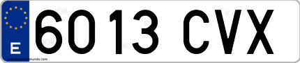 Ejemplo de matrícula de coche ordinaria 6013 CVX