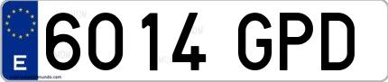 Ejemplo de matrícula española 6014 GPD