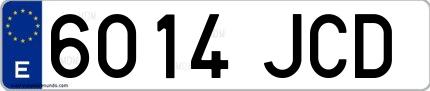 Ejemplo de matrícula española 6014 JCD