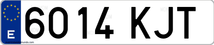 Ejemplo de matrícula de coche ordinaria 6014 KJT