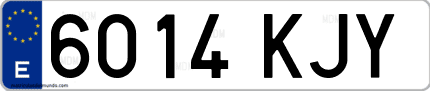 Ejemplo de matrícula de coche ordinaria 6014 KJY