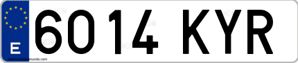 Ejemplo de matrícula de coche ordinaria 6014 KYR