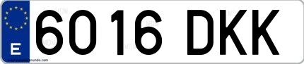 Ejemplo de matrícula española 6016 DKK
