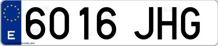 Ejemplo de matrícula española 6016 JHG