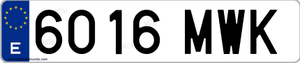 Ejemplo de matrícula de coche ordinaria 6016 MWK
