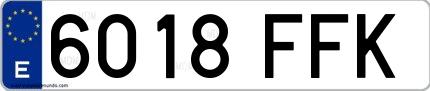 Ejemplo de matrícula española 6018 FFK
