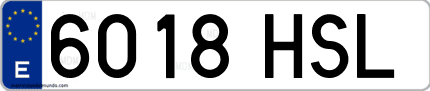 Ejemplo de matrícula de coche ordinaria 6018 HSL