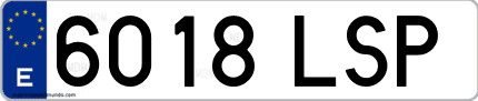 Ejemplo de matrícula de coche ordinaria 6018 LSP