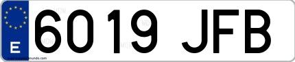 Ejemplo de matrícula española 6019 JFB