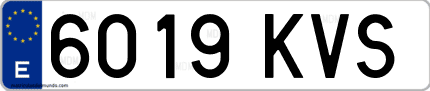 Ejemplo de matrícula de coche ordinaria 6019 KVS