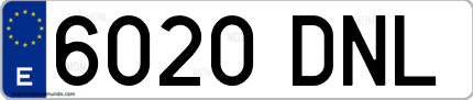 Ejemplo de matrícula de coche ordinaria 6020 DNL