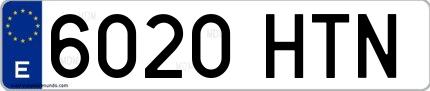 Ejemplo de matrícula española 6020 HTN