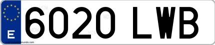 Ejemplo de matrícula española 6020 LWB