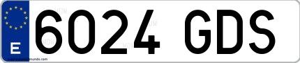 Ejemplo de matrícula española 6024 GDS