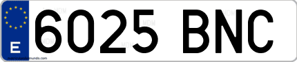 Ejemplo de matrícula de coche ordinaria 6025 BNC