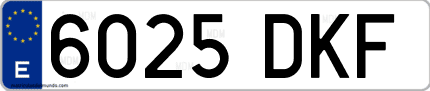 Ejemplo de matrícula de coche ordinaria 6025 DKF