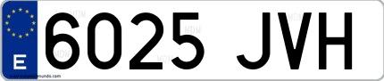Ejemplo de matrícula española 6025 JVH