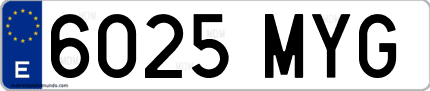Ejemplo de matrícula de coche ordinaria 6025 MYG