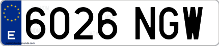 Ejemplo de matrícula de coche ordinaria 6026 NGW