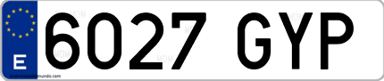 Ejemplo de matrícula de coche ordinaria 6027 GYP