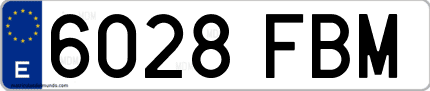 Ejemplo de matrícula de coche ordinaria 6028 FBM