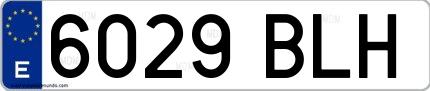 Ejemplo de matrícula española 6029 BLH