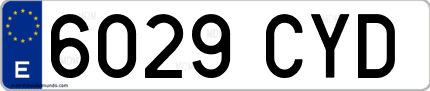Ejemplo de matrícula de coche ordinaria 6029 CYD