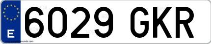 Ejemplo de matrícula española 6029 GKR