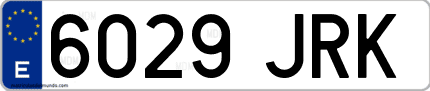 Ejemplo de matrícula de coche ordinaria 6029 JRK