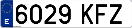 Ejemplo de matrícula de coche ordinaria 6029 KFZ