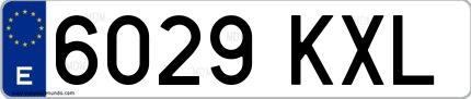 Ejemplo de matrícula española 6029 KXL