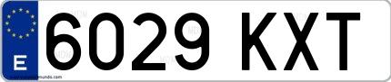 Ejemplo de matrícula española 6029 KXT