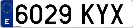 Ejemplo de matrícula española 6029 KYX