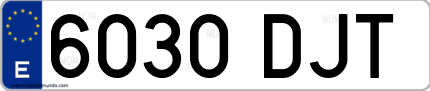 Ejemplo de matrícula de coche ordinaria 6030 DJT
