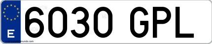 Ejemplo de matrícula española 6030 GPL