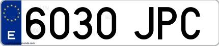 Ejemplo de matrícula española 6030 JPC