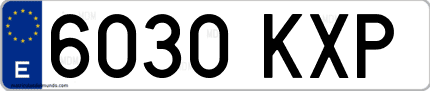 Ejemplo de matrícula de coche ordinaria 6030 KXP