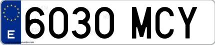 Ejemplo de matrícula española 6030 MCY