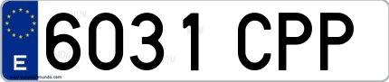 Ejemplo de matrícula española 6031 CPP