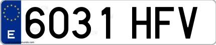 Ejemplo de matrícula española 6031 HFV