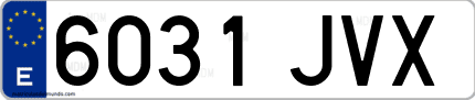 Ejemplo de matrícula de coche ordinaria 6031 JVX