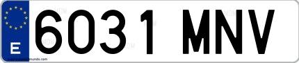 Ejemplo de matrícula española 6031 MNV