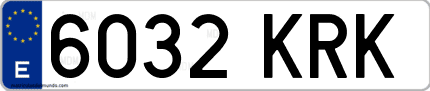 Ejemplo de matrícula de coche ordinaria 6032 KRK