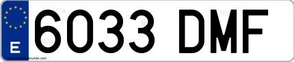 Ejemplo de matrícula española 6033 DMF