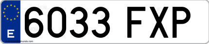 Ejemplo de matrícula de coche ordinaria 6033 FXP