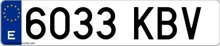 Ejemplo de matrícula española 6033 KBV