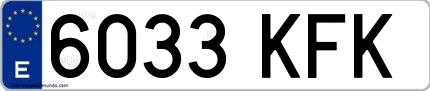 Ejemplo de matrícula española 6033 KFK
