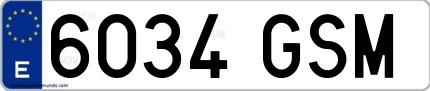 Ejemplo de matrícula española 6034 GSM
