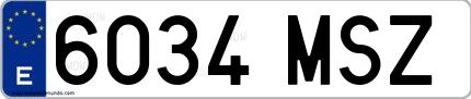 Ejemplo de matrícula española 6034 MSZ