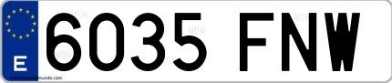Ejemplo de matrícula española 6035 FNW